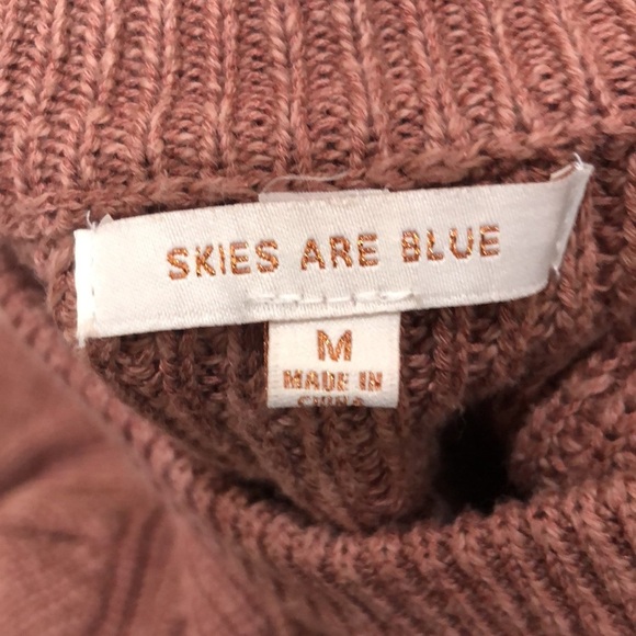 Anthropologie Skies Are Blue Sweater Size Medium Mauve Dusty Pink Puff Sleeve - Picture 6 of 11